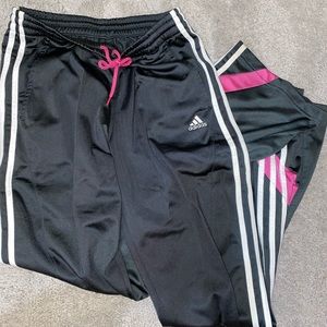 Women’s adidas pants pink gray white striped small